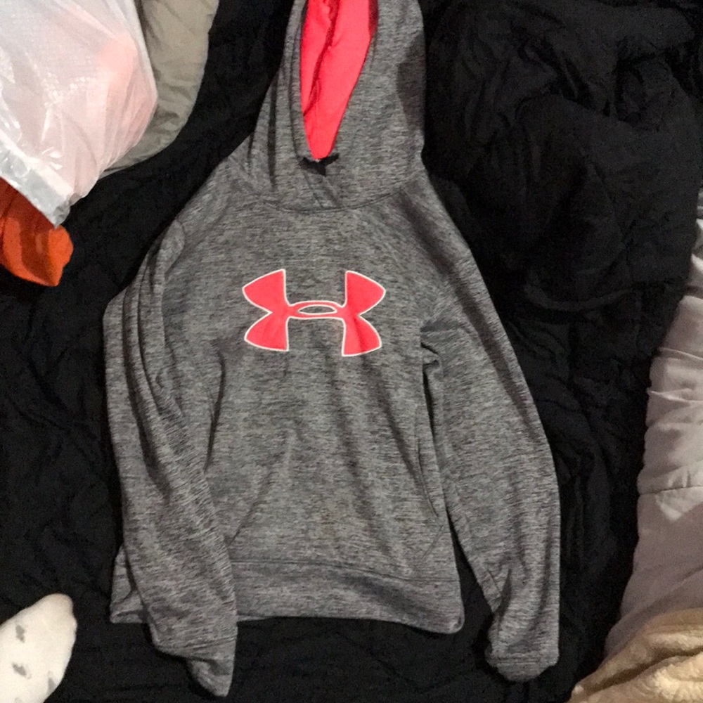 Grey and pink under armour  hoodie